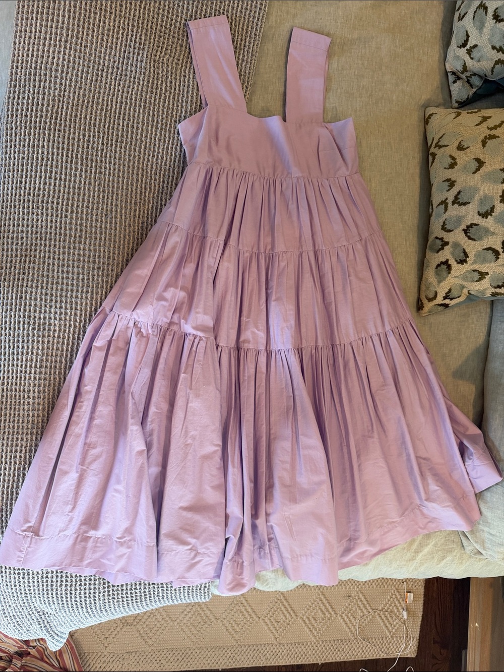 Anthropologie Lilac Tiered Cotton-Blend Sundress